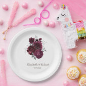 バーガンディのバラ ペーパープレート (パーティー)