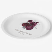 バーガンディのバラ ペーパープレート (アングル)