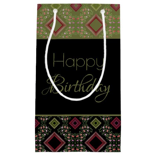 バーガンディのパターン詳細 スモールペーパーバッグ (正面)