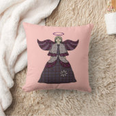 バーガンディのパッチワークの天使 クッション (ブランケット)