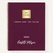 バーガンディのビジネス ロゴ ノートブック (正面)