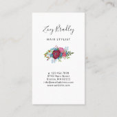 バーガンディのピンクの青い花束は美容師を切ります 名刺 (裏面)