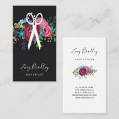 バーガンディのピンクの青い花束は美容師を切ります 名刺 (正面/裏面)