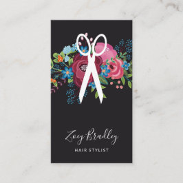 バーガンディのピンクの青い花束は美容師を切ります 名刺