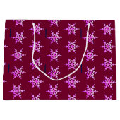 バーガンディのピンク色の虹色のスノーフレーク ラージペーパーバッグ (正面)