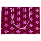 バーガンディのピンク色の虹色のスノーフレーク ラージペーパーバッグ (裏面)