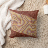 バーガンディのベージュ波状ライン対角線 クッション (ブランケット)