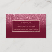 バーガンディのモダンで赤いグリッターのグラデーションな化粧 名刺 (裏面)