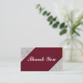 バーガンディのモダンな銀のグリッターが「ありがとう」 エンクロージャーカード (スタンド正面)