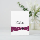 バーガンディのリボンテーブルのシーティングカード ポストカード (スタンド正面)