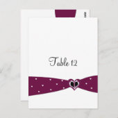 バーガンディのリボンテーブルのシーティングカード ポストカード (正面/裏面)