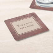 バーガンディのワイン スクエアペーパーコースター (アングル)