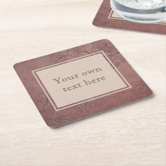 バーガンディのワイン スクエアペーパーコースター (アングル)