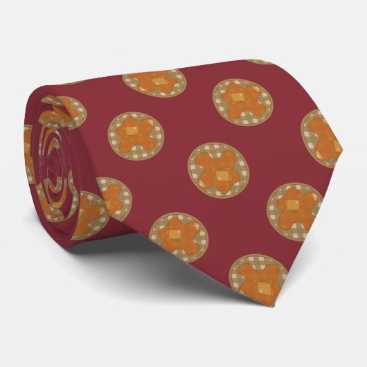 バーガンディのワッフルの水玉模様パターン ネクタイ (ロール)