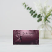 バーガンディのヴィンテージのウェディングプランナーの名刺 名刺 (スタンド正面)