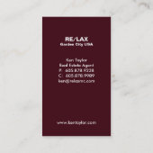 バーガンディの不動産の家の名刺 名刺 (裏面)