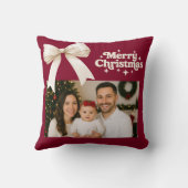 バーガンディの写真クリームボウのクリスマス クッション (裏面)