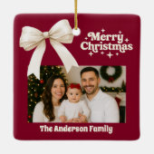 バーガンディの写真クリームボウのクリスマス セラミックオーナメント (裏面)