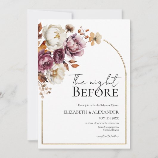 バーガンディの前の夜フローラリハーサル 招待状 (正面)