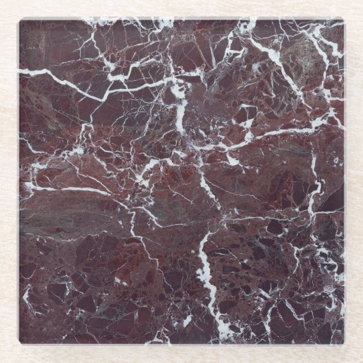 バーガンディの大理石 ガラスコースター (正面)