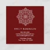 バーガンディの曼荼羅のヨガのインストラクター スクエア名刺 (裏面)