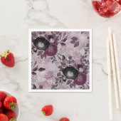 バーガンディの水色の花。 スタンダードカクテルナプキン (インサイチュ)