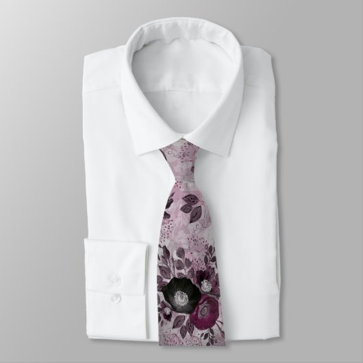 バーガンディの水色の花。 ネクタイ (タイ)