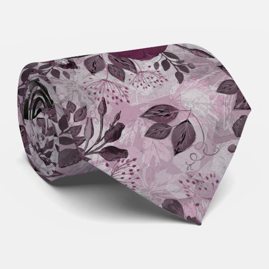 バーガンディの水色の花。 ネクタイ (ロール)