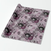 バーガンディの水色の花。 ラッピングペーパー (アンロールド)