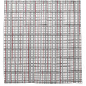 バーガンディの灰色の白い格子縞のチェック模様のシャワー・カーテン シャワーカーテン (正面)