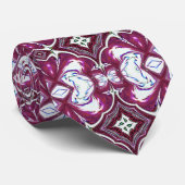 バーガンディの白いフラクタルデザインのタイ ネクタイ (ロール)