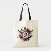 バーガンディの白いリボンによってはヘッド首の蟹座が飛びます トートバッグ (正面)