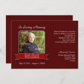 バーガンディの細い縦縞の旗の記念物の通知 招待状 (正面/裏面)