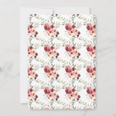 バーガンディの緑の水彩画の花の結婚式 招待状 (裏面)