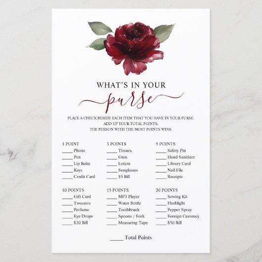 バーガンディの花あなたの財布のゲームシャワーに何が (正面)