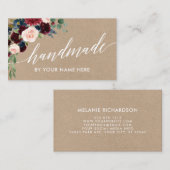 バーガンディの花の書道のハンドメイドのクラフトのスタイル 名刺 (正面/裏面)