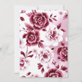 バーガンディの花の水彩画の少女の洗礼 招待状 (裏面)