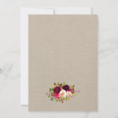 バーガンディの花の白いカボチャベビーシャワー 招待状 (裏面)