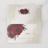 バーガンディの花の緑の座席表 プレイスカード (外部開封)