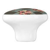 バーガンディの花を持つカントリーグレーギンガム セラミックノブ (側面)