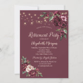 バーガンディの花ライトバーガンディ退職 招待状 (正面)