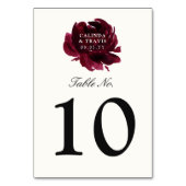 バーガンディの花束|のばら色の花柄| テーブルナンバー (裏面)