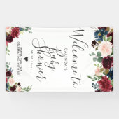 バーガンディの花束|のベビーシャワー|の喜ばしい徴候 横断幕 (横)