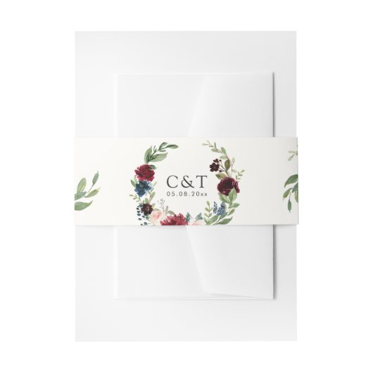 バーガンディの花束|のリース 招待状ベリーバンド (正面例)