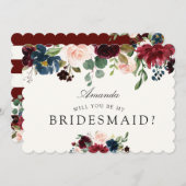 バーガンディの花束|私の新婦付添人ですか。 招待状 (正面/裏面)