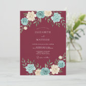 バーガンディの花輪のウェディングフラワー 招待状 (スタンド正面)