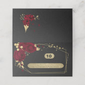 バーガンディの花 ゴールドの葉 黒 プレイスカード (外部開封)