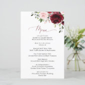 バーガンディの花、ピンクの花、ブライダルシャワーメニュー (スタンド正面)