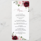 バーガンディの花、ピンクの花、ブライダルシャワーメニュー メニュー (正面)