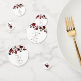 バーガンディの花,ピンクの花,ボホ,赤ちゃんシャワー コンフェッティ